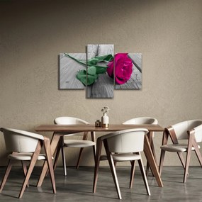Kép - Rózsaszín rózsa zöld szárral (90x60 cm)