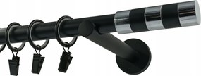 Függönykarnis szimpla Fém 19mm Henger Black&amp;chrom 120cm