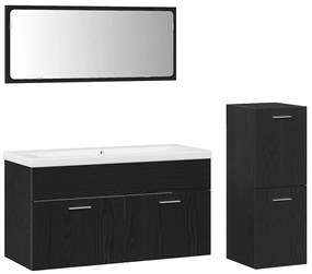 Fürdőszoba Bútor Szett 4 pcs Fekete tölgy 91 x 39.5 x 46 cm