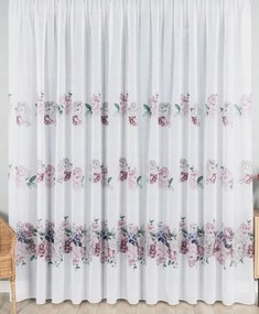 Tejes batiszt függöny bazsarózsa virágokkal rózsa kész függöny 400x230