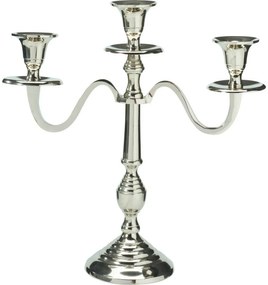 Fém gyertyatartó, 3 karos, 29x10x30 cm, ezüstszínű, dekoráció 2