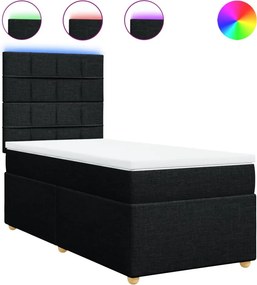 vidaXL fekete szövet rugós ágy matraccal 90x200 cm