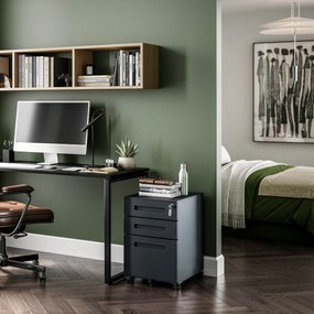 KATE görgős konténer íróasztal alá – 390 x 600 x 500 mm, antracit színű