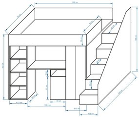 Kombinált gyerekágy 90 cm Kesa 14 (eton + matt fehér). 1085829