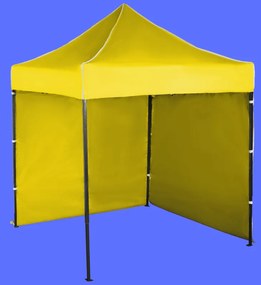 Gyorsan összecsukható sátor 2x2m – acél, Sárga, 2 oldalfal