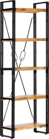 vidaXL 5 szintes tömör mangófa könyvespolc 60 x 30 x 180 cm