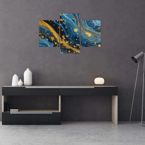Kép - Kék absztrakció arannyal (90x60 cm)