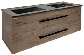 Fürdőszobaszekrény fekete fogantyúval és mosdókagylóval SAT Cube Way 120x53x46 cm tölgy Wellington matt CUBE46C1202DWMODC