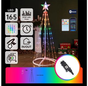 Aigostar - LED RGBICW kültéri karácsonyi dekoráció, 165 LED, 230 V, 1,8 m, IP44 + távirányító