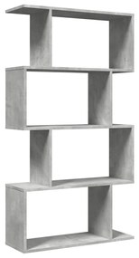 4 szintes betonszürke fa térelválasztó könyvespolc 70x24x129 cm
