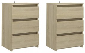 2 db sonoma tölgy színű szerelt fa éjjeliszekrény 40x35x62,5 cm