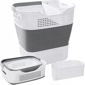 Szennyestartó kosár 35L Szilikon tál Összecsukható Nagy Szellőző fogantyúk