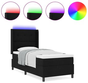 Boxspring Ágy Mattal &amp; LED Fekete 80x200 cm Szövet