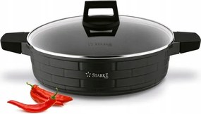 Mély serpenyő Fedővel 28 cm Indukciós serpenyő Brick Marble