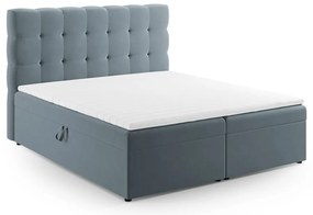 Világoskék boxspring ágy tárolóhellyel 160x200 cm Bali – Cosmopolitan Design