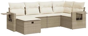 vidaXL 6 részes bézs polyrattan kerti ülőgarnitúra párnával