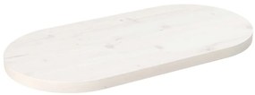 fehér tömör fenyőfa ovális asztallap 70 x 35 x 2,5 cm