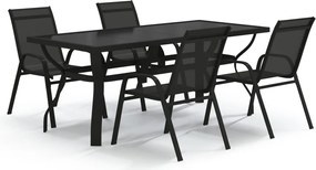 vidaXL 5 részes fekete kerti étkezőgarnitúra