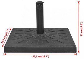 négyszög alakú, fekete gyanta napernyő talp 12 kg