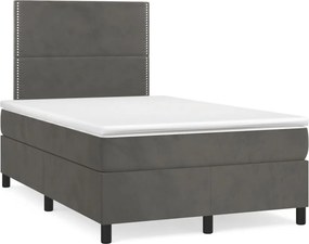 vidaXL sötétszürke bársony rugós ágy matraccal 120 x 200 cm