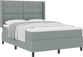vidaXL Boxrugós ágy matracmal Világosszürke 140 x 190 cm szövet
