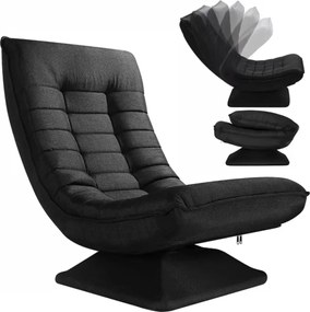 ABERDEEN napozó fotel 87×60×105cm, fekete Casaria