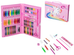 Művészi rajz- és festőkészlet gyerekeknek 86 db Rózsaszín: Rózsaszín