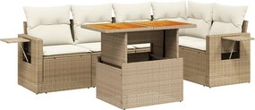 vidaXL 6 részes bézs polyrattan kerti ülőgarnitúra párnával