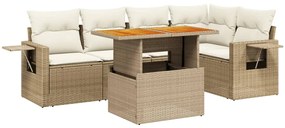 vidaXL 6 részes bézs polyrattan kerti ülőgarnitúra párnával