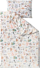 Pamut ágynemű bölcsőhöz HAPPY FARM fehér Ágyneműhuzat mérete: 45 x 65 cm | 90 x 135 cm