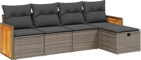 vidaXL 5 részes szürke polyrattan kerti ülőgarnitúra párnákkal