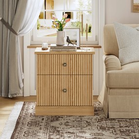 Éjjeliszekrény Fiókkal, Hálószobai Tároló, Természetes Fa Szín