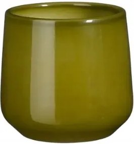 Kerámia kaspó fedő boho zöld 15,5 cm 1db