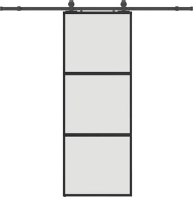 vidaXL fekete edzett üveg tolóajtó fémszerelék szettel 76x205 cm