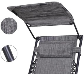 Zéró gravitáció szék napellenzővel és pohártartóval 2 db, több színben-szürke