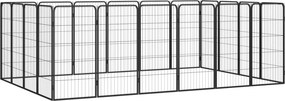 vidaXL 20-paneles fekete porszórt acél kutyakennel 50 x 100 cm