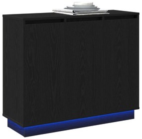 LED-es oldal szekrény Fekete tölgy 90x32x75 cm Műanyag