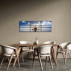Egy motoros repülőgép képe (órával) (90x30 cm)
