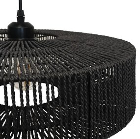 Függőlámpa jutából és fémből 60W fekete