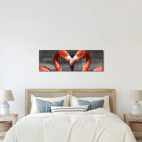 Két szerelmes flamingó képe (órával) (90x30 cm)