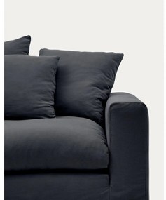Antracitszürke len kanapé 340 cm Nora – Kave Home