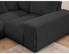 Sötétszürke kordbársony sarokkanapé (jobb oldali-U alakú) Justin – Ropez