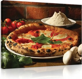 Vászonkép 80x60 Olasz pizza Margarita friss hozzávalók étvágygerjesztő ízletes