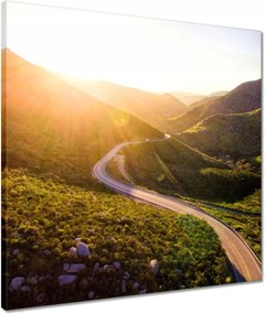 Vászonkép 50x50 Út Erdő Hegyek