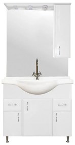 Bianca Plus 85 komplett fürdőszobabútor, magasfényű fehér színben, jobbos nyitási irány