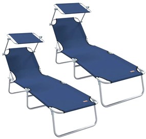 vidaXL Napozó 2 pcs Kék 58 x 188 x 77cm Poliészter