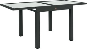 Outsunny Nagy Méretű Kiigazítható Kerti Asztal kibővített méretek 160L x 80W x 75H cm Sötétszürke Alumínium Edzett Üveg Felület Átlátszó | Aosom