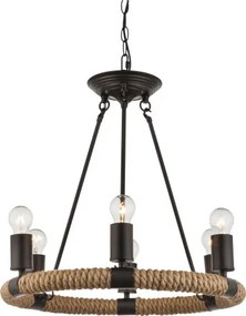 Globo 69029-6 Függeszték metál fekete, kender, ø: 495, H:1260, exkl. 6xE27 40W 230V