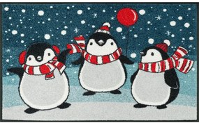 Pingvines karácsonyi lábtörlő