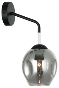 ITALUX BORGO füstszínű üveggel fali lámpa fekete, E27, IT-WL-30843-1 BK+SG